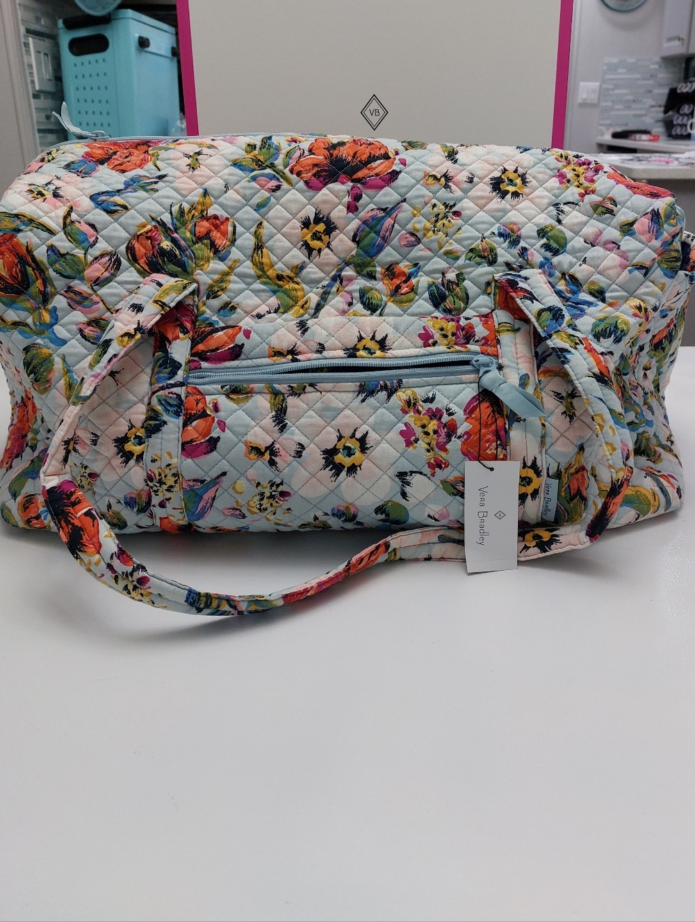 Vera Bradley Large Duffel Travel Bag Sea Air Floral NWT